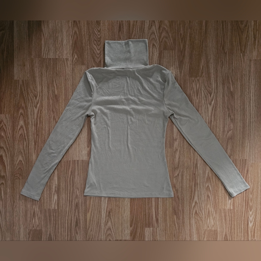Beige Long Sleeve Turtleneck Top